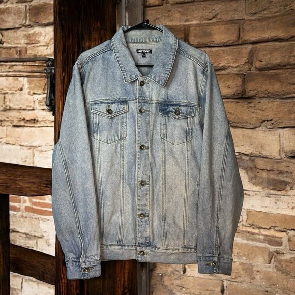 Hot Topic Light Wash Indigo Blue Denim Jacket Men’s Size XL - Picture 1 of 8